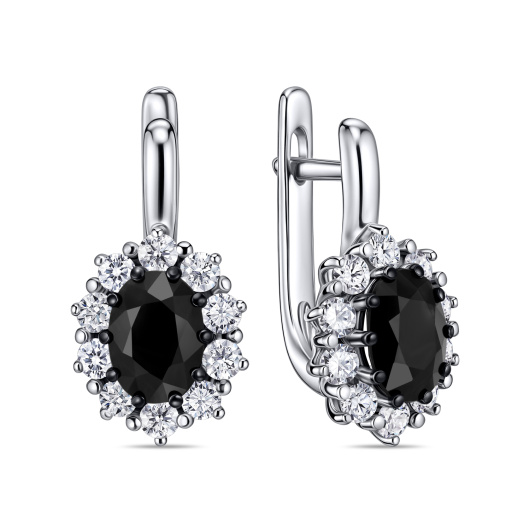 Серьги с бриллиантами и цветными сапфирами