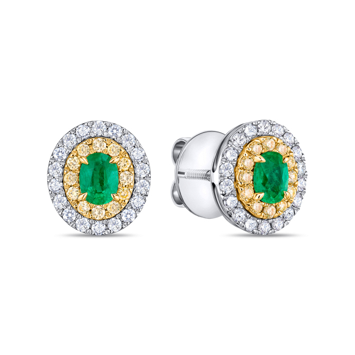 Серьги с бриллиантами и изумрудами - фото 1 Серьги с бриллиантами и изумрудами - фото 1