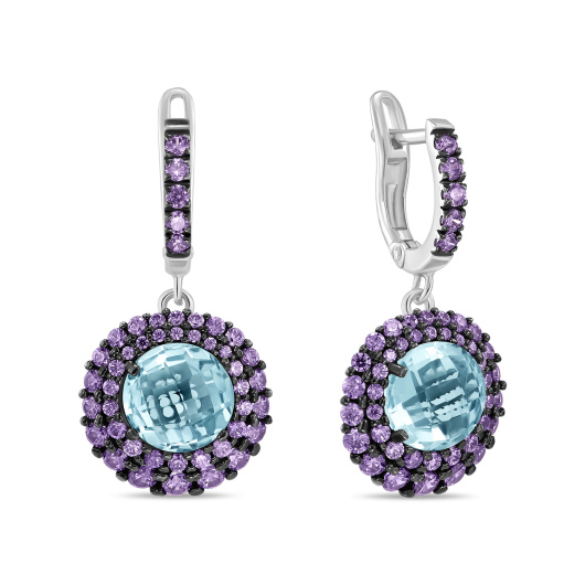 Серьги с топазом и фианитом