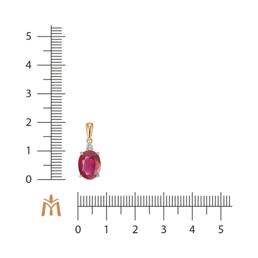 Подвеска с бриллиантом и облагороженным рубином
