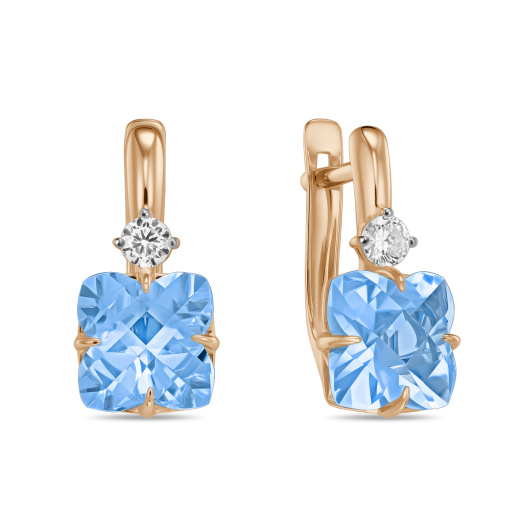 Серьги с фианитами и топазом