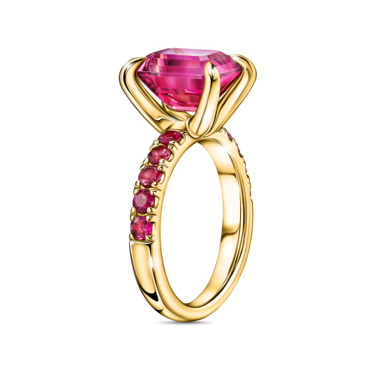 Кольцо с рубеллитом и турмалинами