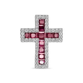 Крест с бриллиантами и рубинами