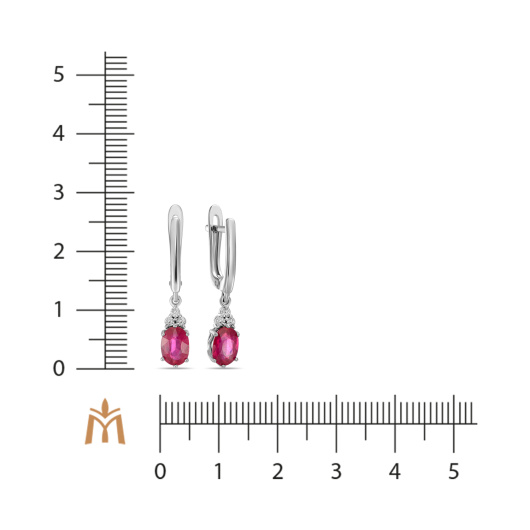 Серьги с облагороженным рубином