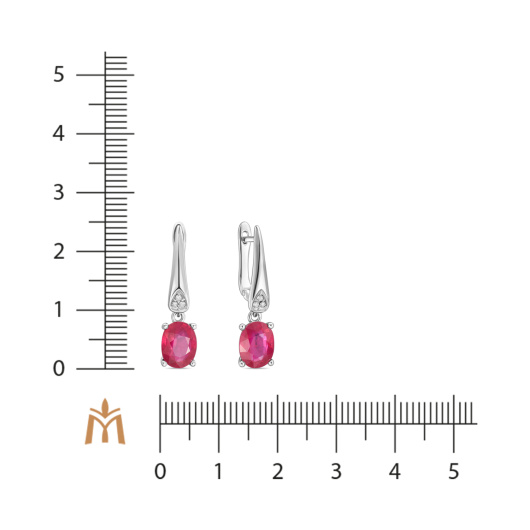 Серьги с бриллиантами и облагороженным рубином