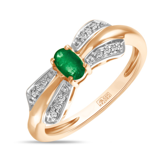 Кольцо с бриллиантами и изумрудом