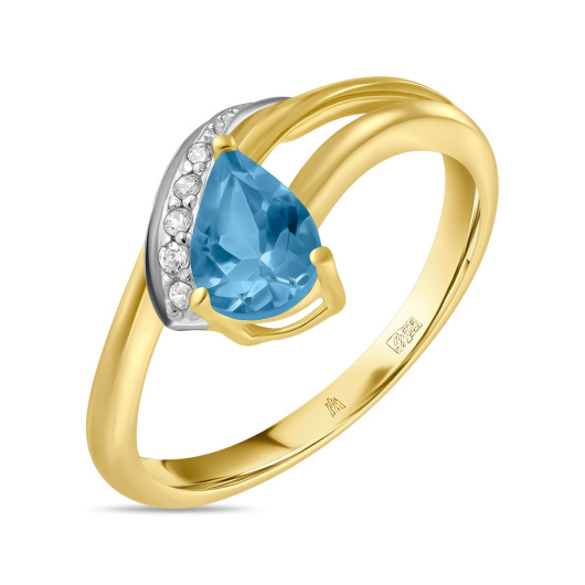 Кольцо с топазом и фианитом