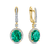 Серьги с бриллиантом и гидротермальным изумрудом - фото 1 Серьги с бриллиантом и гидротермальным изумрудом - фото 1