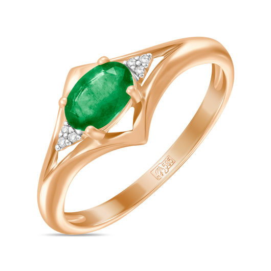 Кольцо с бриллиантами и изумрудом