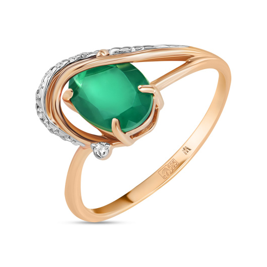 Кольцо с агатом и фианитом