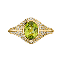 Кольцо с бриллиантами и перидотом - фото 2