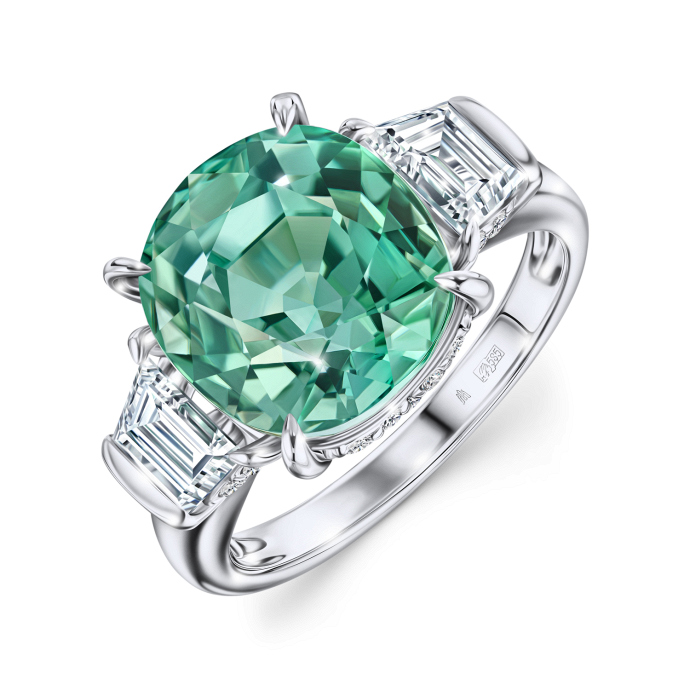 Кольцо с бриллиантом и турмалином - фото 1