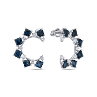 Серьги с сапфирами и бриллиантом - фото 1