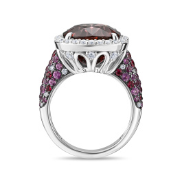 Кольцо с бриллиантами, рубинами, цветными сапфирами и турмалином