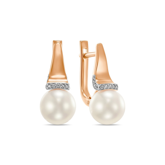 Серьги с жемчугом и фианитами