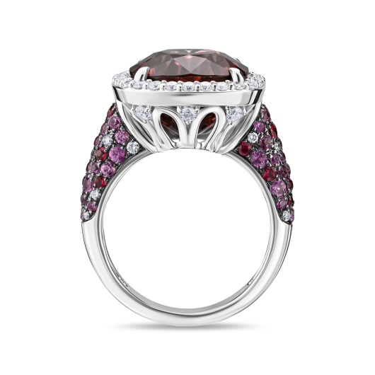 Кольцо с бриллиантами, рубинами, цветными сапфирами и турмалином