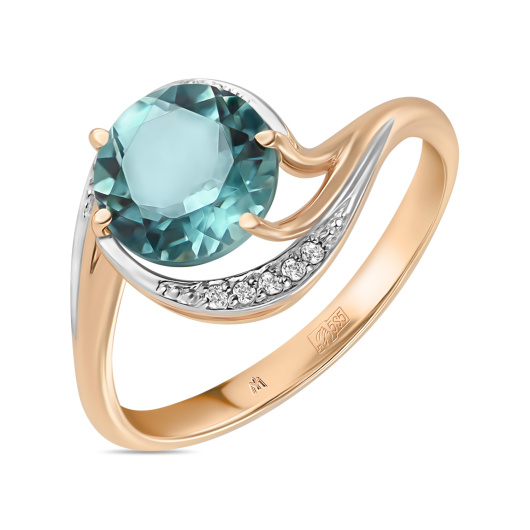 Кольцо с кварцем и фианитом