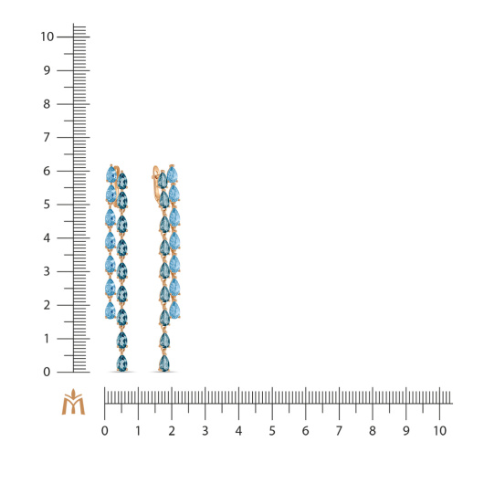 Серьги с лондон топазом и топазами
