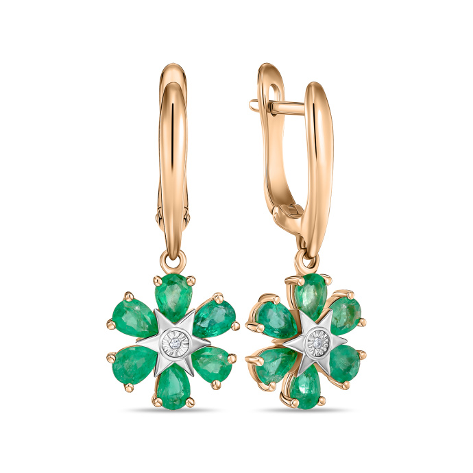 Серьги с бриллиантами и изумрудами - фото 1 Серьги с бриллиантами и изумрудами - фото 1