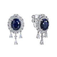 Серьги с бриллиантами и цветными сапфирами - фото 1