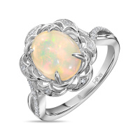 Кольцо с бриллиантами и опалом - фото 1