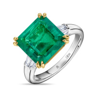 Кольцо с бриллиантом и изумрудом - фото 1