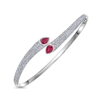 Браслет жесткий с бриллиантами и рубинами - фото 1