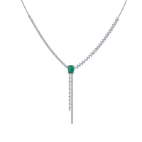 Колье с бриллиантами и изумрудом - фото 1