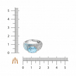 Кольцо с аквамарином, топазами, бриллиантами и лондон топазом