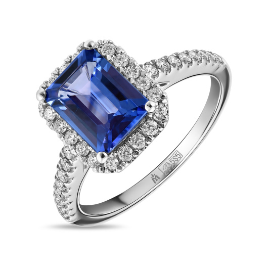 Кольцо с бриллиантами и танзанитом