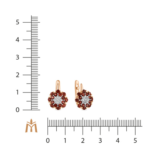 Серьги с бриллиантами и гранатами