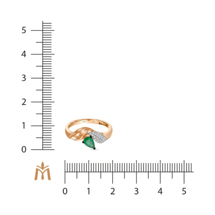 Кольцо с бриллиантами и изумрудом - фото 2