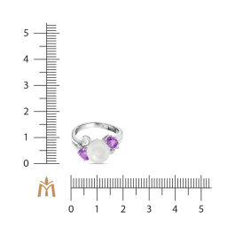 Кольцо с аметистами, жемчугом и фианитом