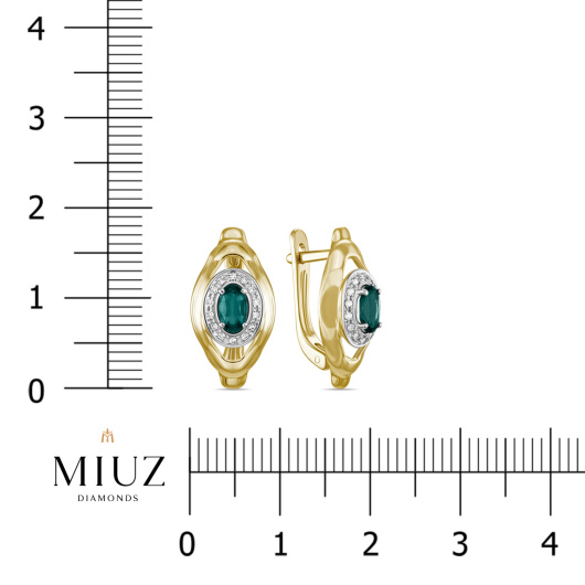 Серьги с бриллиантами и гидротермальным изумрудом