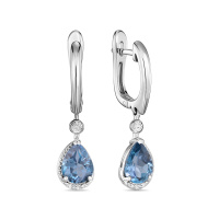 Серьги с бриллиантами и лондон топазом - фото 1