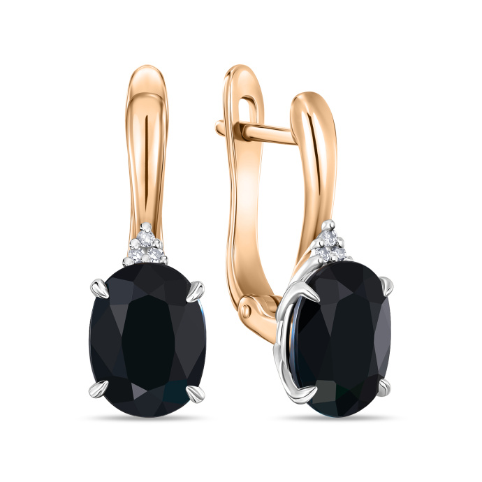 Серьги с бриллиантами и цветными сапфирами - фото 1