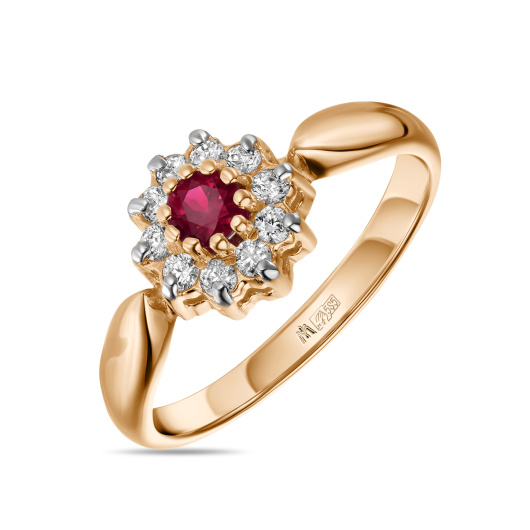 Кольцо с рубином и фианитом