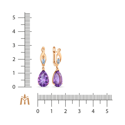 Серьги с аметистами и топазами