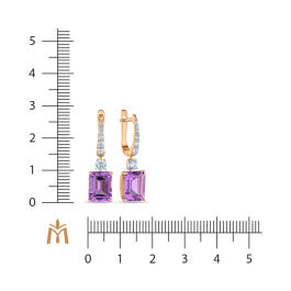 Серьги с аметистами и фианитами