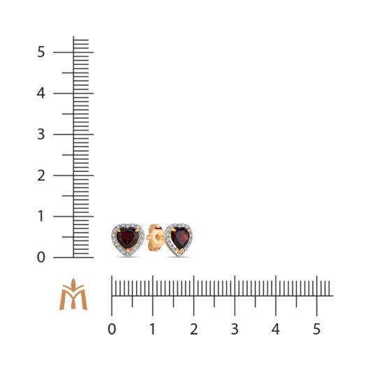 Серьги с бриллиантами и гранатами