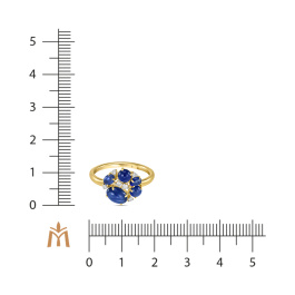 Кольцо с бриллиантами и сапфирами