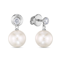 Серьги с бриллиантом и жемчугом - фото 1