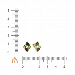 Серьги с гранатами и хризолитами