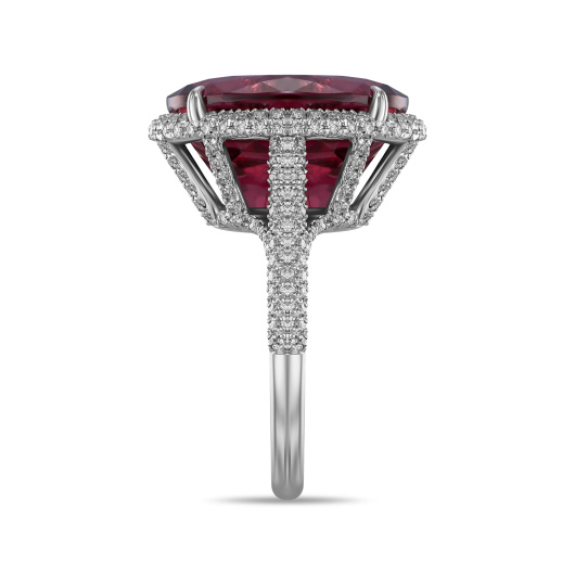 Кольцо с бриллиантами и рубеллитом