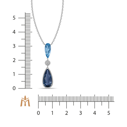 Колье с бриллиантами, лондон топазом и топазом