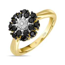 Кольцо с бриллиантом и цветными сапфирами