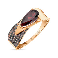 Кольцо с гранатом и фианитами - фото 1 Кольцо с гранатом и фианитами - фото 1