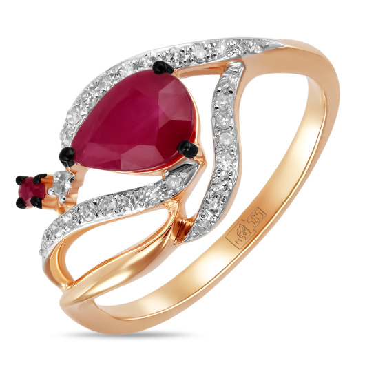 Кольцо с бриллиантами и рубинами