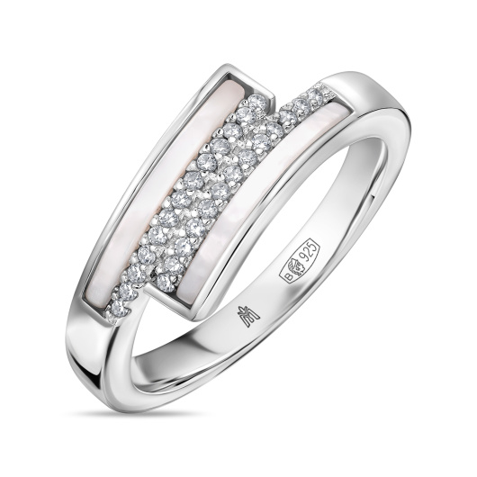 Кольцо с перламутром и фианитами