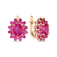 Серьги с облагороженным рубином и рубинами - фото 1